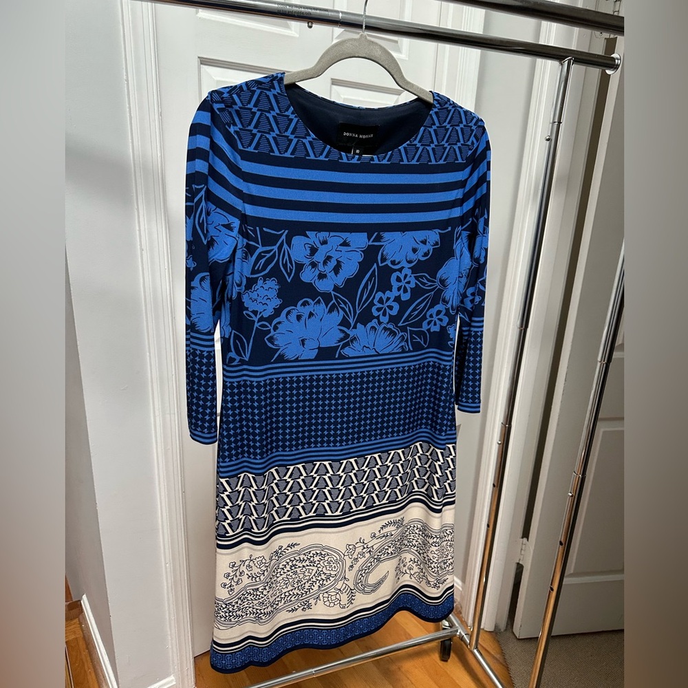 Donna Morgan Three-Quarter-Sleeve Printed Jersey Dress Size 10